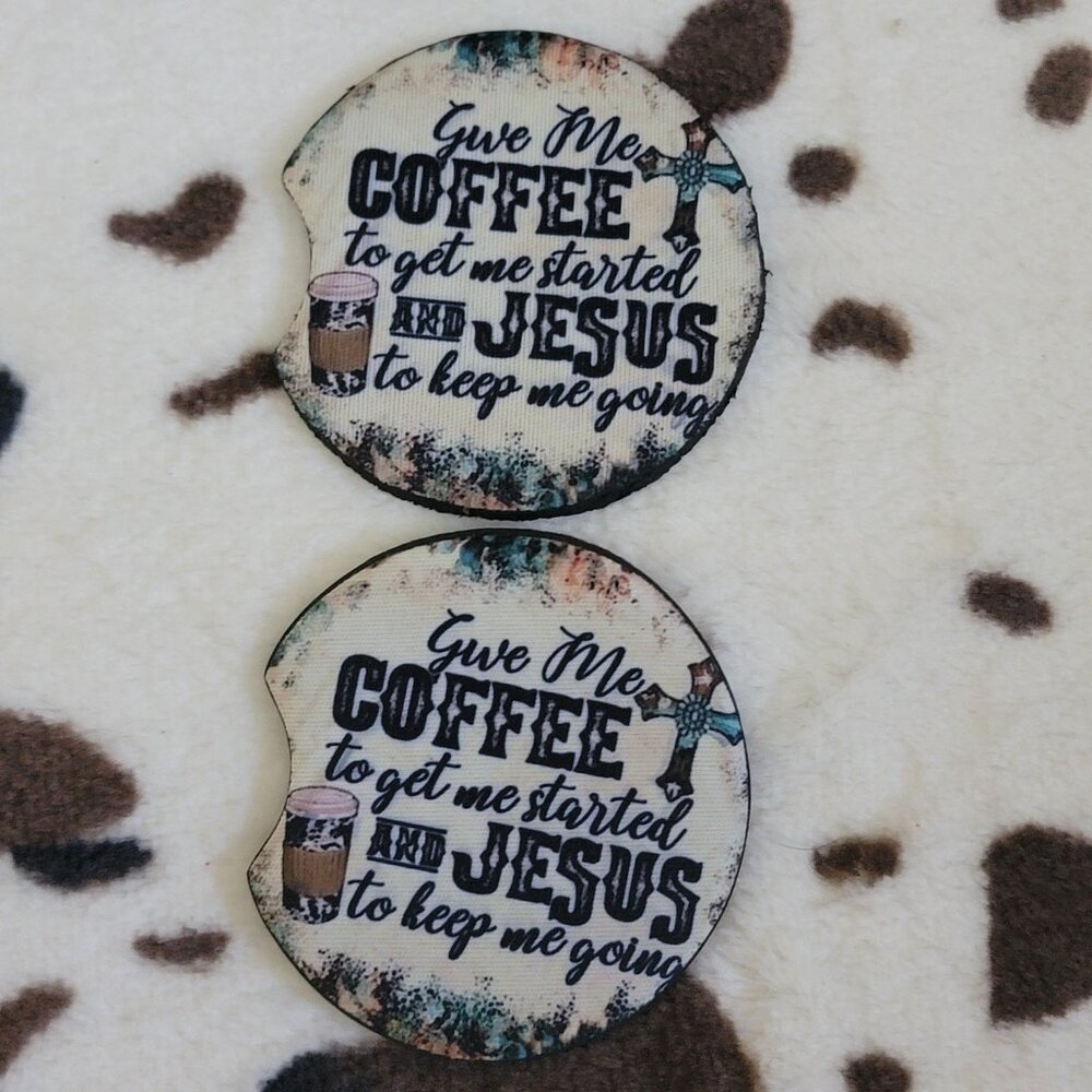 Jesus and Coffee Neoprene Car Coaster Set (5 Pack)